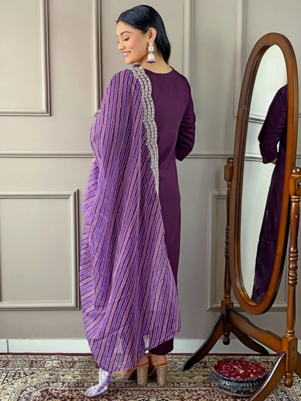 Purple Viscose Silk Suits Set