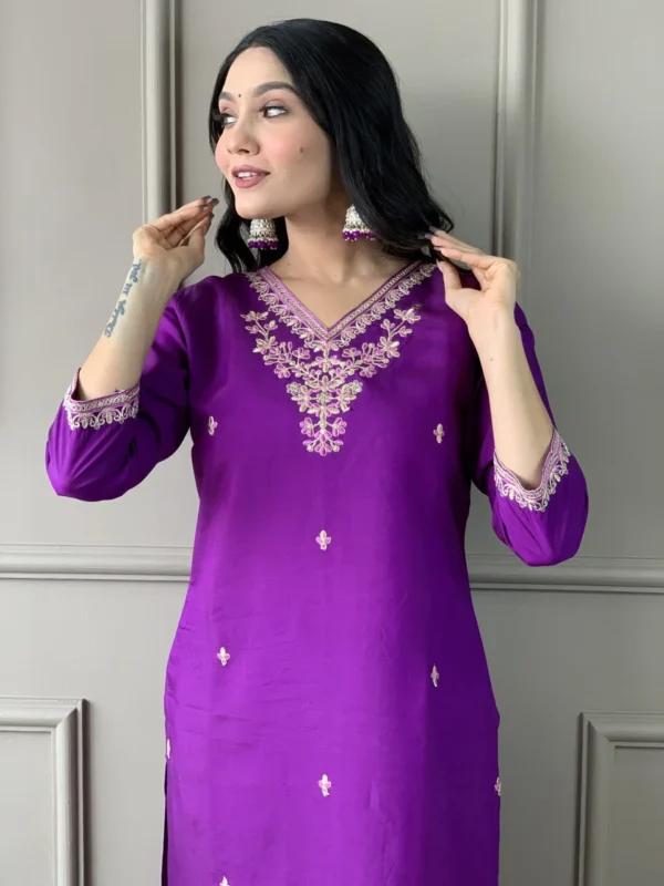 Purple Chanderi Suits Set