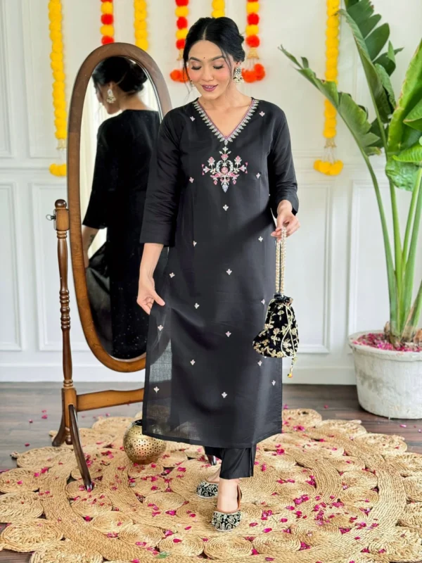 Black Chanderi Suit Set