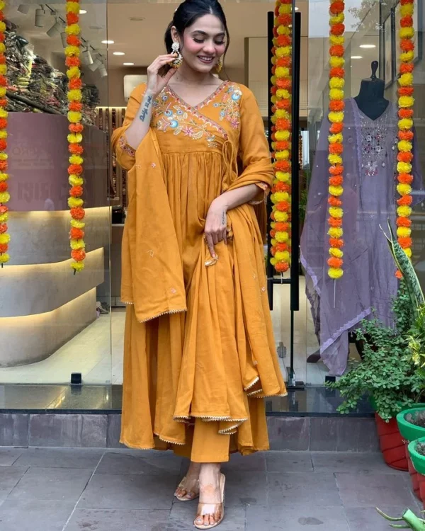 Yellow Chanderi Salwar Suit For Haldi