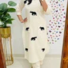 Printed Cotton White Kurti Pant Set