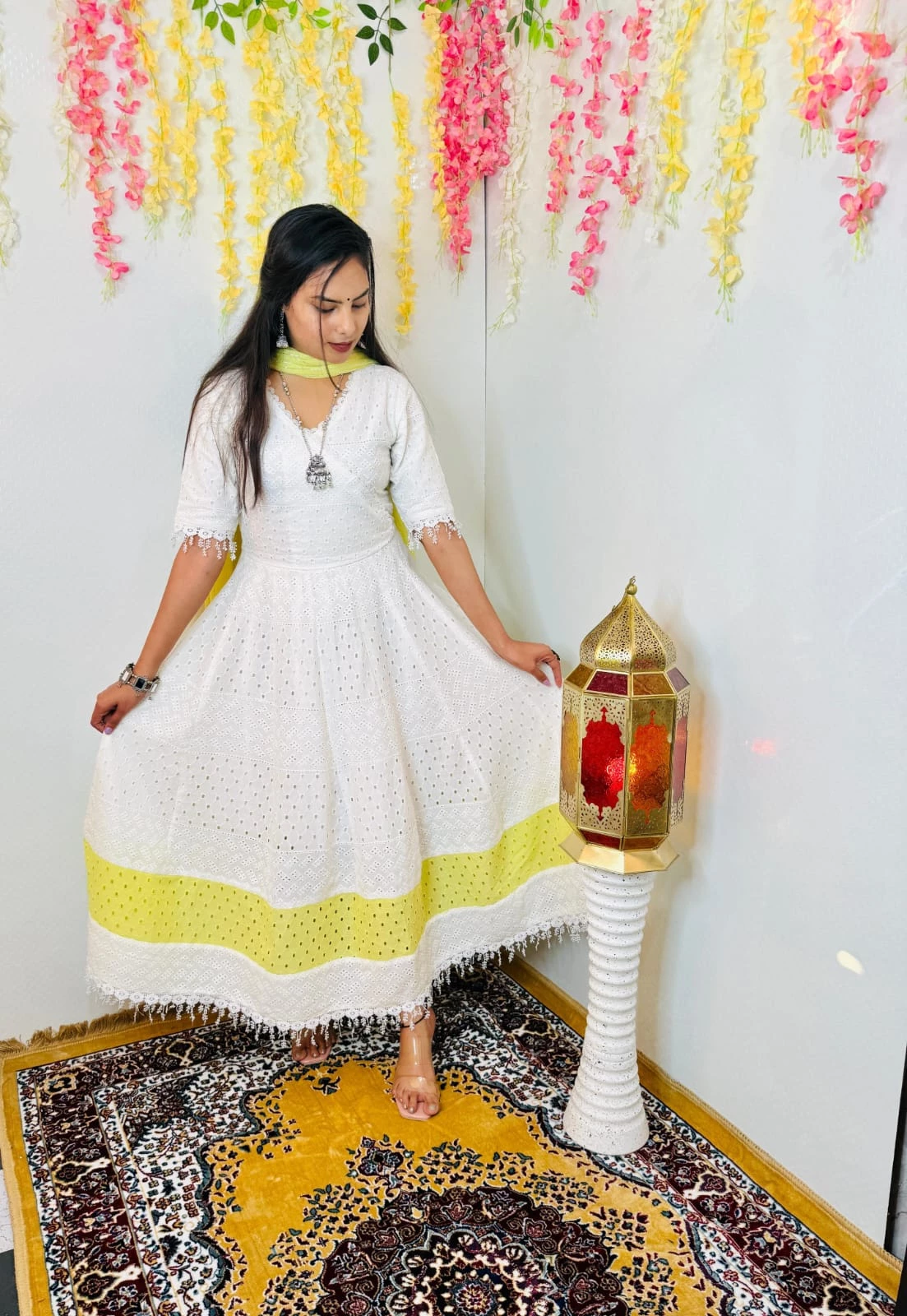 White Chikankari Suit With Dupatta Set