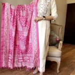 Khadi White Cotton Kurti Pant Dupatta Set