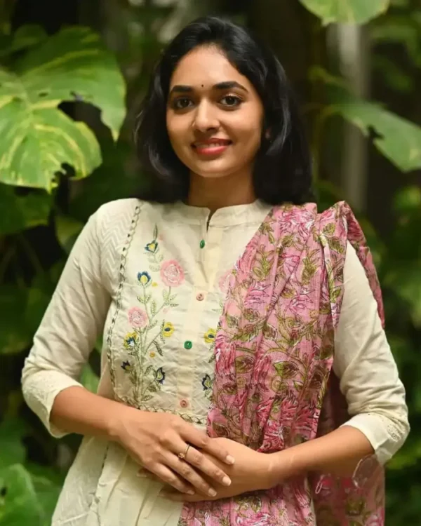 Schiffli Design White Suit Set