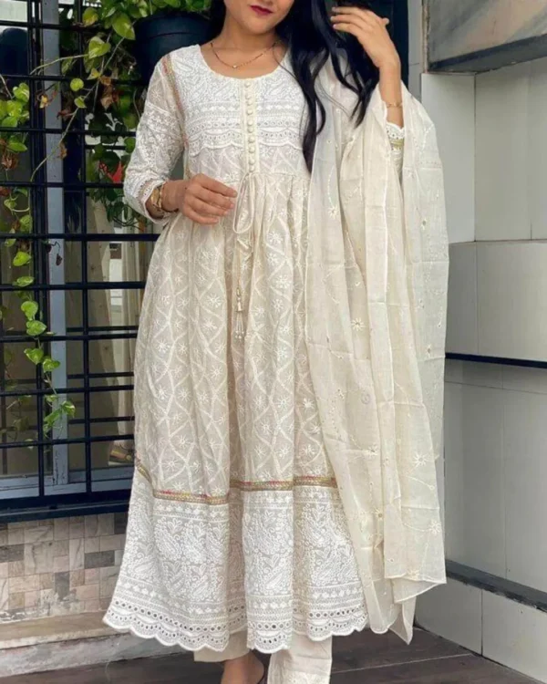 Chikankari White Suit Set