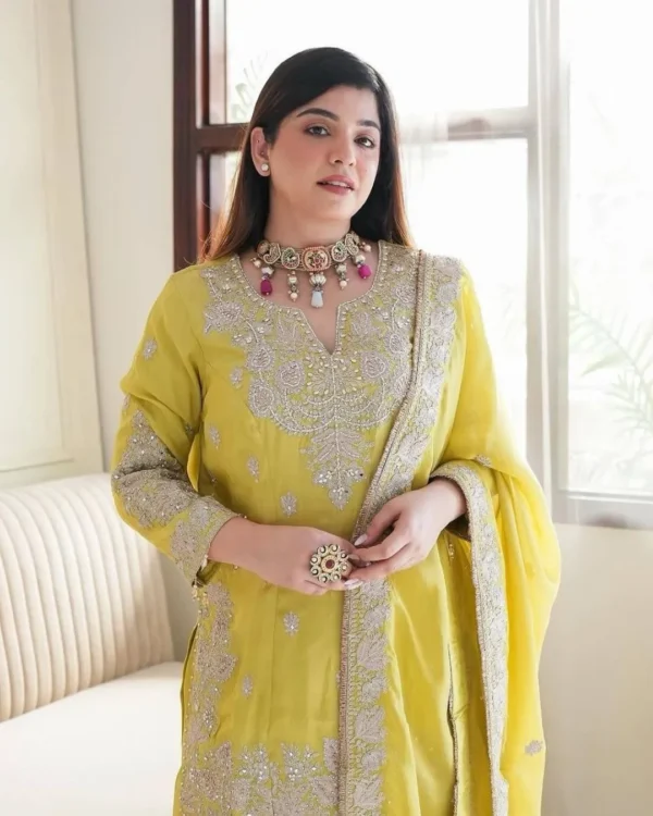 Yellow Chanderi Salwar Suit For Haldi