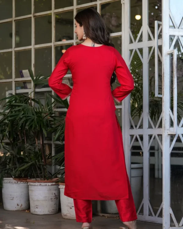 Red Viscose Chanderi Suits Set