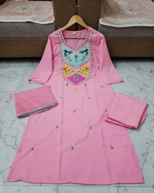 Silk Party Wear Kurti Pant Dupatta Set​