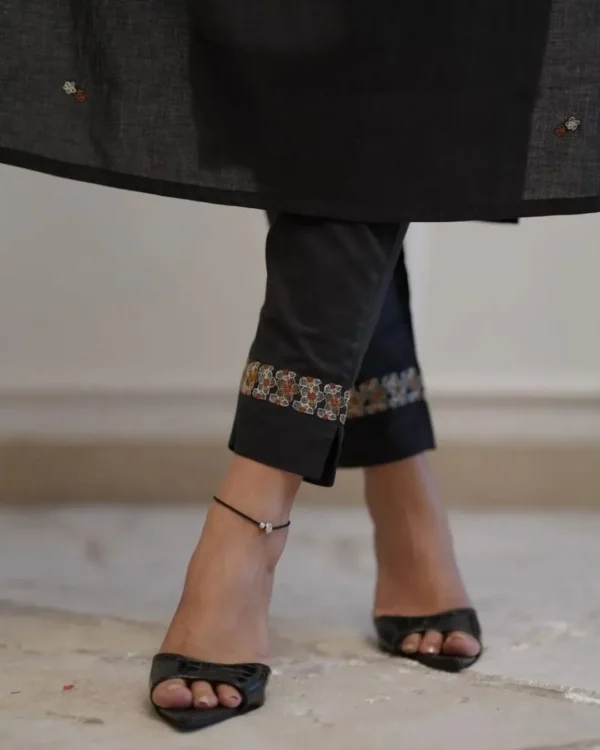 Black Daily Office Wear Kurti Pant