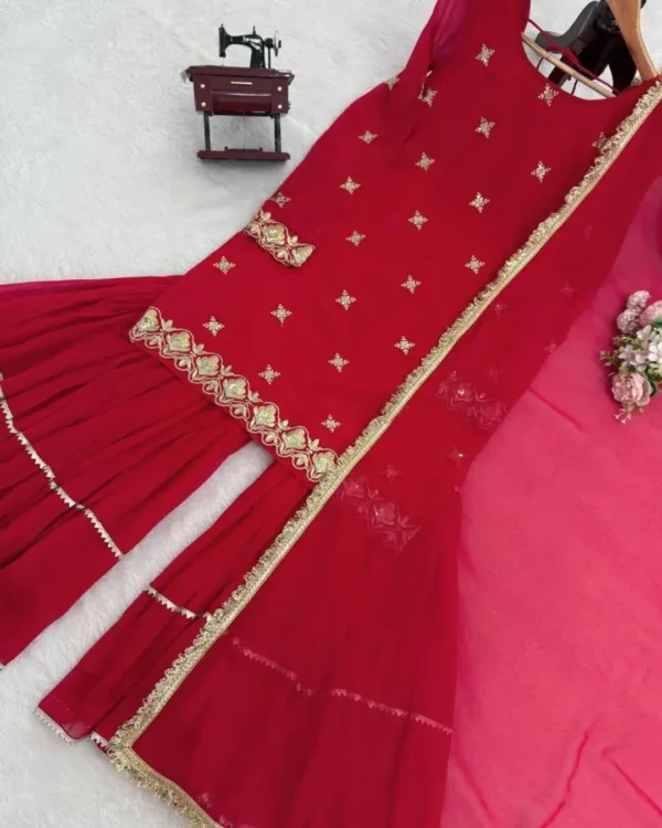 Red Sharara Suit Party Wear​