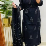 A-Line Black Cotton Suit Set