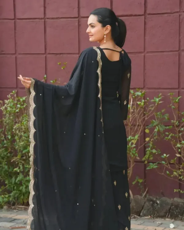 Black Georgette Suit Set Back Side