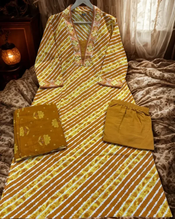 Cotton Printed Yellow Suit Set 1