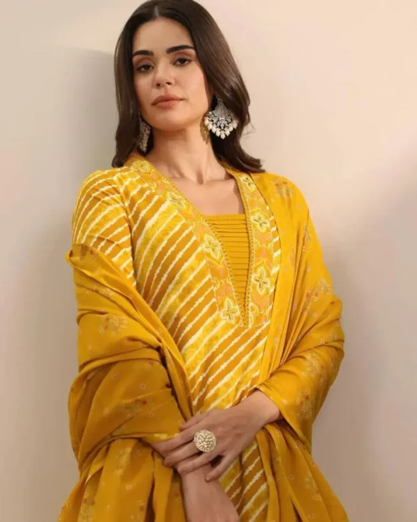 Cotton Printed Yellow Suit Set 2