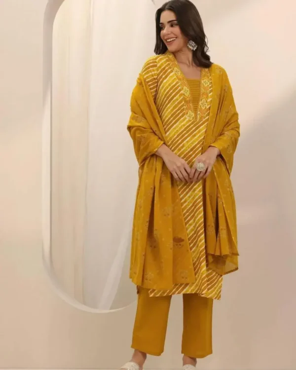Cotton Printed Yellow Suit Set