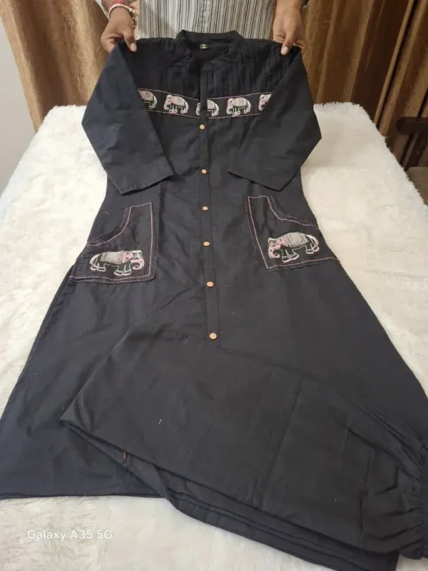 Embroidery Black Cotton Cor-Ord Set 1