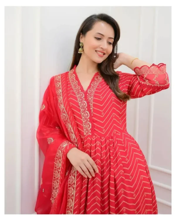 Red Rayon Naira Cut Suit Set