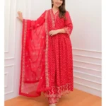 Red Rayon Naira Cut Suit Set