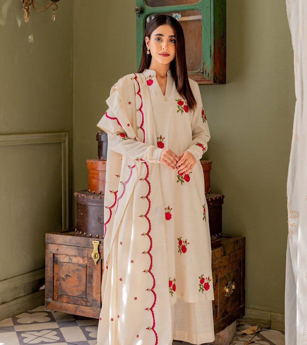 Off White Palazzo Salwar Suit Set