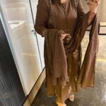 Dark Brown Kurti Combination Pant Dupatta Set