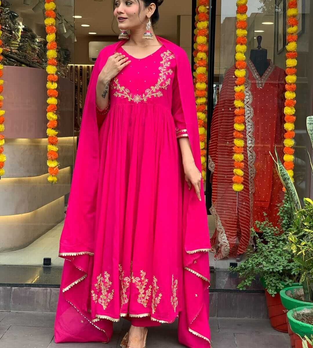 Party Wear Rani Pink Suit Set