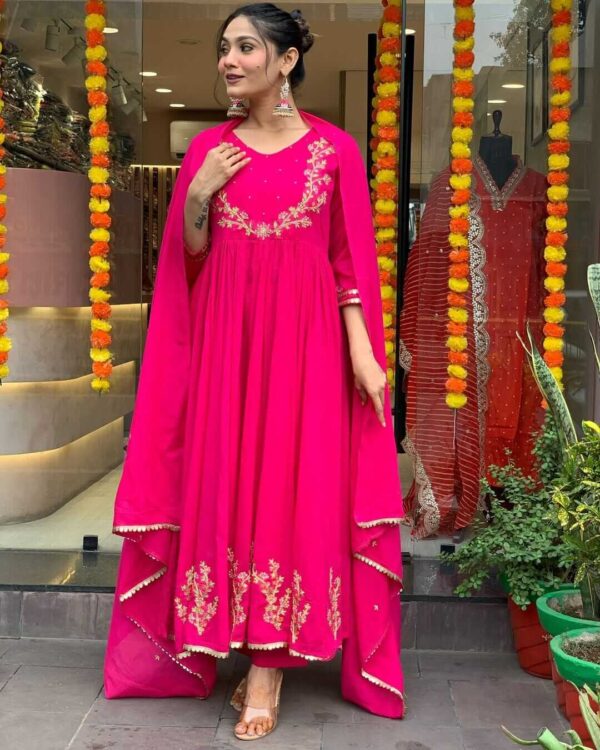 Party Wear Rani Pink Suit Set