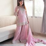 Light Pink Party Wear Palazzo Suit Set