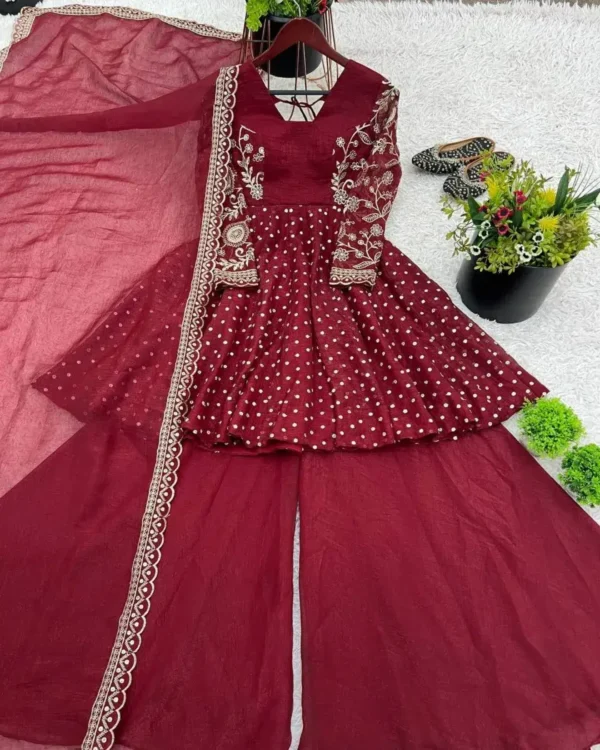 Maroon Colour Sharara Suit Set 1