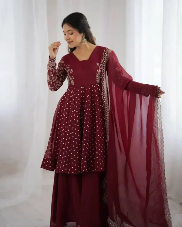 Maroon Colour Sharara Suit Set