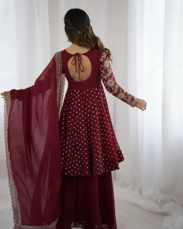 Maroon Colour Sharara Suit Set Back