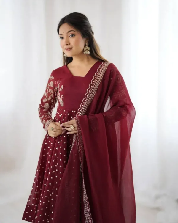 Maroon Colour Sharara Suit Set Front