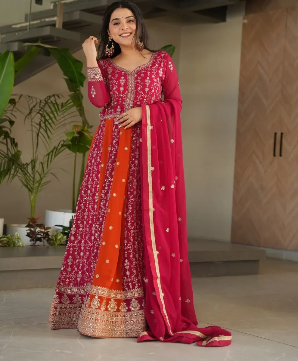Party Wear Rani Pink Suit Set