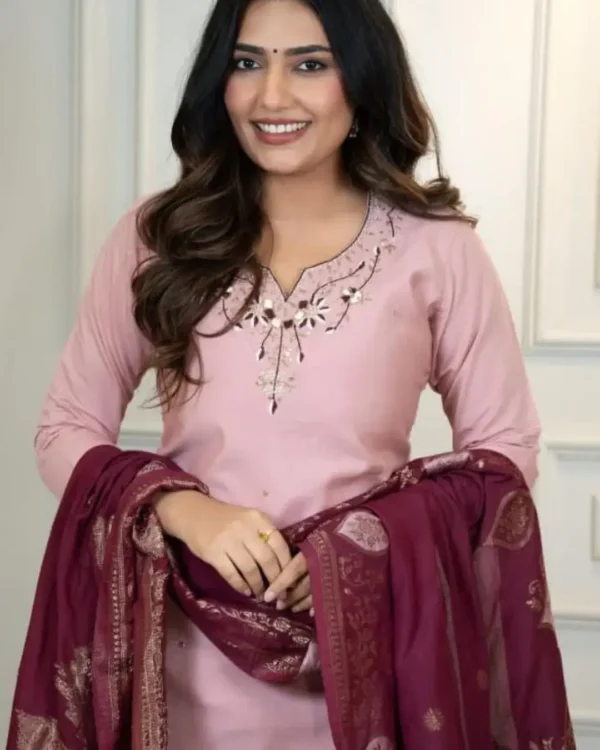 Silk Party Wear Kurti Pant Dupatta Set​ Front