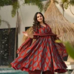 Floral Print Anarkali Suit Set For Party Wear