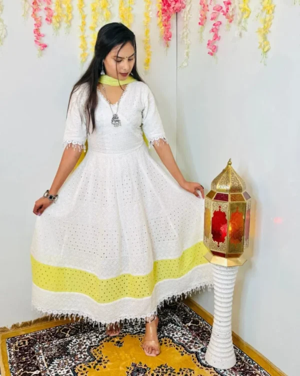 White Chikankari Suit With Dupatta Set