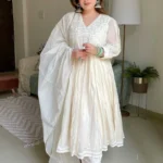 White Chanderi Silk Suit Set