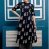 Printed A-Line Black Kurti Pant Set