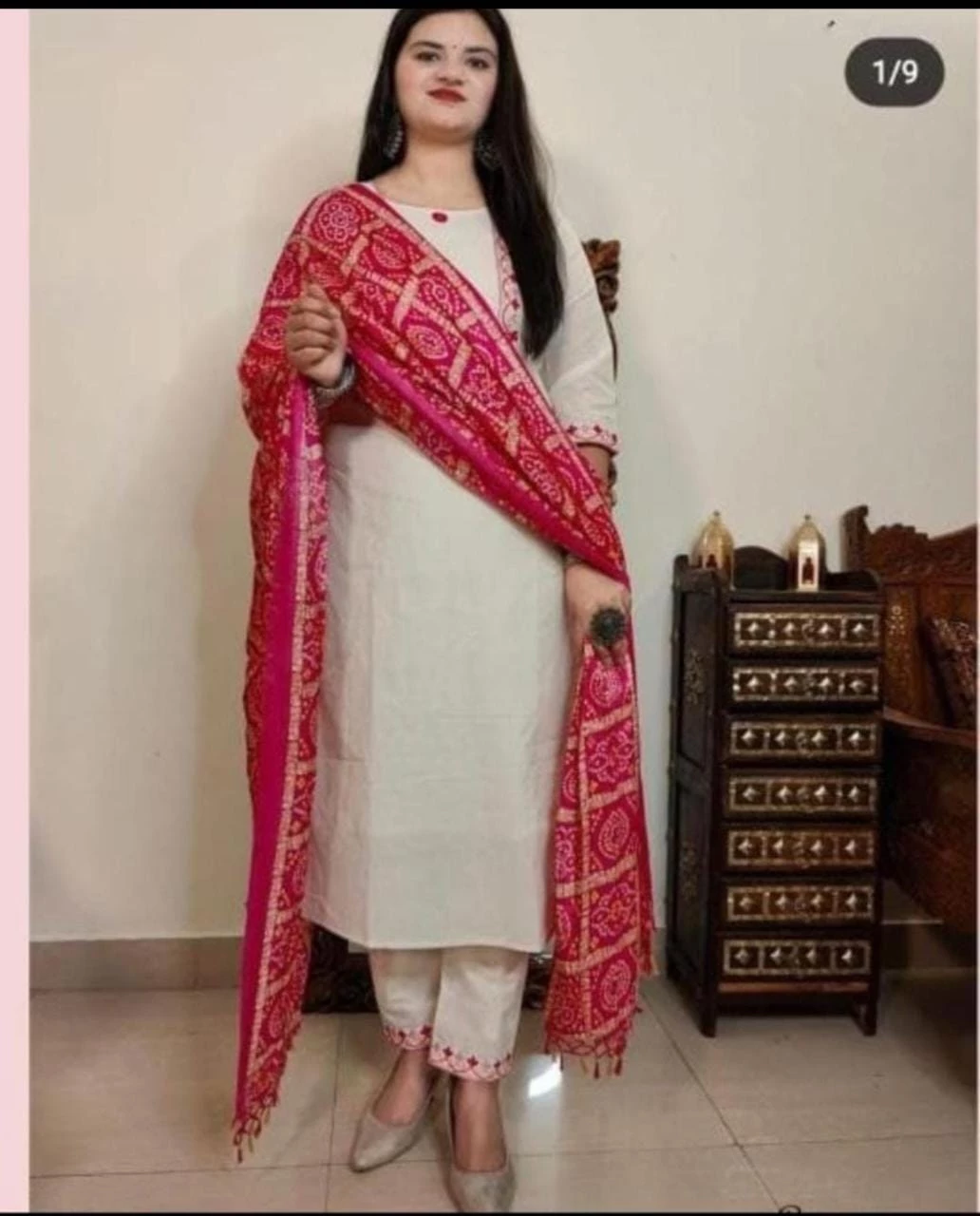 Off White Suit With Dupatta Set