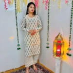 Handwork Printed Cotton Kurti Pant Set