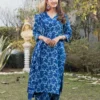 Cotton Blue Floral Printed Suit Set