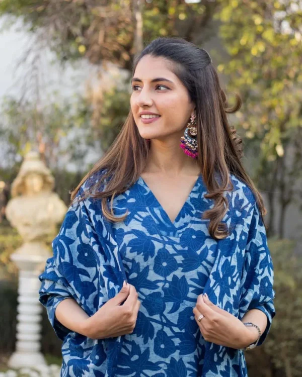 Cotton Blue Floral Printed Suit Set