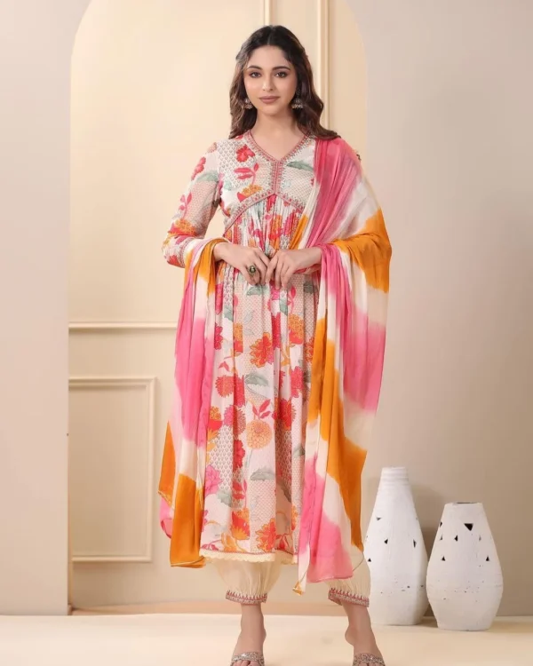 Party Wear Multicolored Alia Cut Suit Set