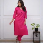 Office Wear Cotton Pink Kurti Pant Set