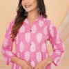 Pink Printed Office Wear Kurti Pant Set