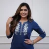 Office Wear Blue Cotton Kurti Pant Set