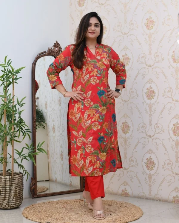 Block Print Cotton Kurti Pant Set