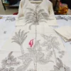 Hand Block Print White Cotton Kurti Pant Set