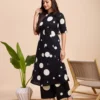 Black Polka Dots Cotton Kurta Pant Set