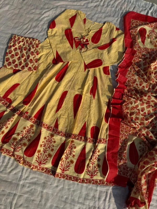 Cotton Anarkali Sanganeri Print ​Suit Set