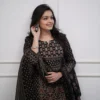 Black Printed Kurti Pant Dupatta Set​